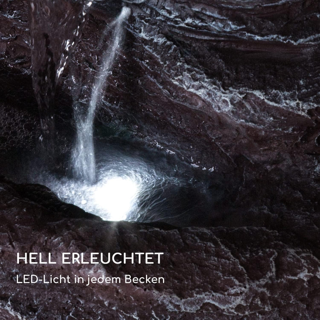 Blumfeldt Stonehenge Solarbrunnen, inkl. Solarpanel, Lithium-Ionen-Akku (ca. 5h Laufzeit), LED-Beleu