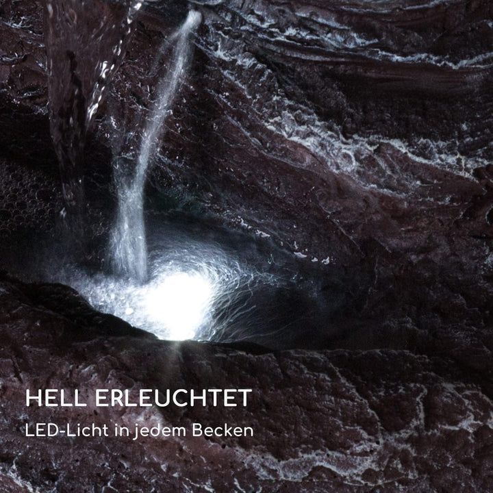 Blumfeldt Stonehenge Solarbrunnen, inkl. Solarpanel, Lithium-Ionen-Akku (ca. 5h Laufzeit), LED-Beleu