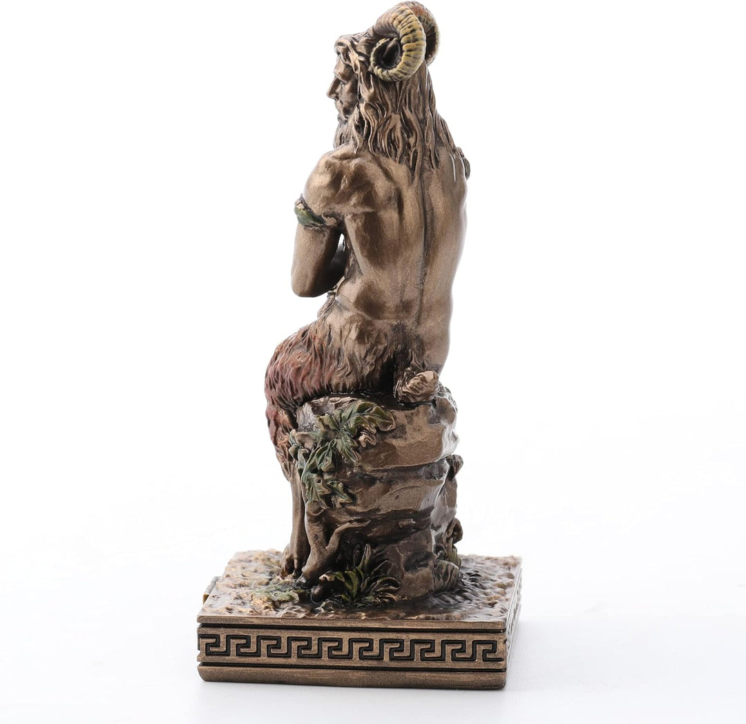 Veronese Design Pan Griechischer Gott der Wildnis, Kunstharz, handbemalt, Miniaturfigur Pan Bronze,