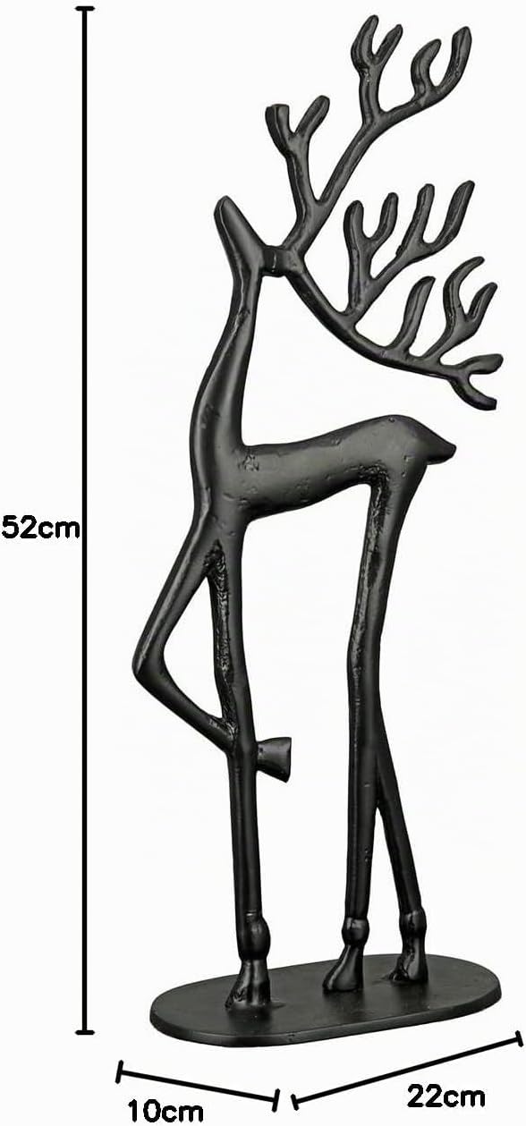 Casablanca Deko Figur Skulptur Rentier aus Aluminium - Schwarze Advent- Weihnachtsdekoration XXL - H