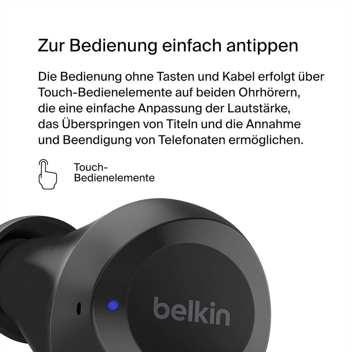 Belkin SoundForm Bolt True Wireless In-Ear-Kopfhörer, kabelloser Kopfhörer mit Mikrofon, Akkulaufzei