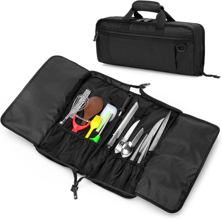 samdew Koch Messer Tasche mit 17 + 6 Utensilien Fächern, Tragbarer Messer Satz Träger für Aufbewahru