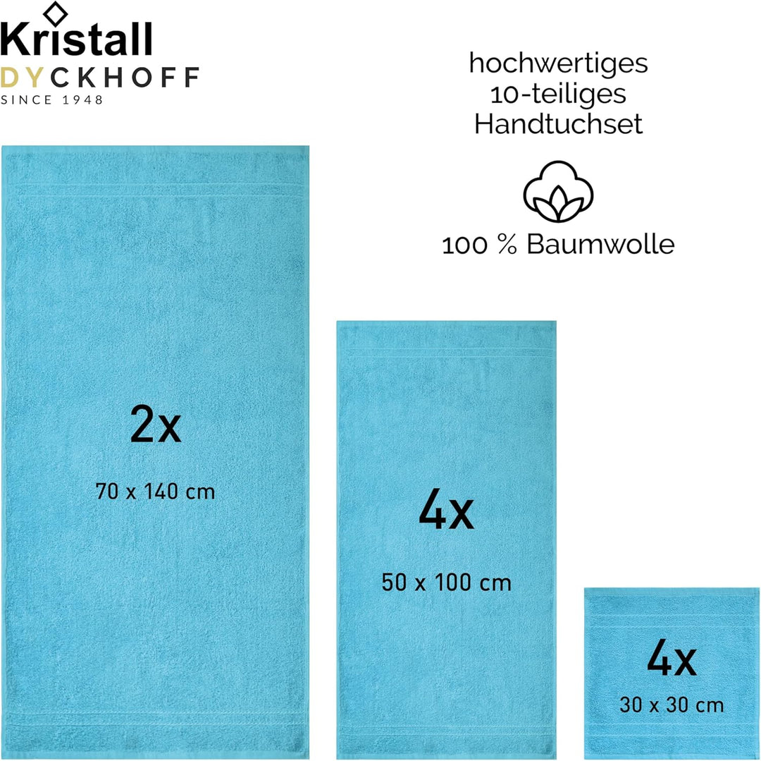 Dyckhoff Frottier 10-TLG Handtuch-Set KRISTALL, 100% Baumwolle, 2 Duschtücher, 4 Handtücher, 4 Seift