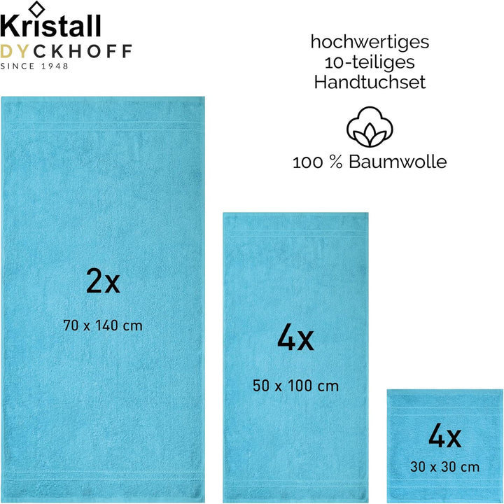 Dyckhoff Frottier 10-TLG Handtuch-Set KRISTALL, 100% Baumwolle, 2 Duschtücher, 4 Handtücher, 4 Seift