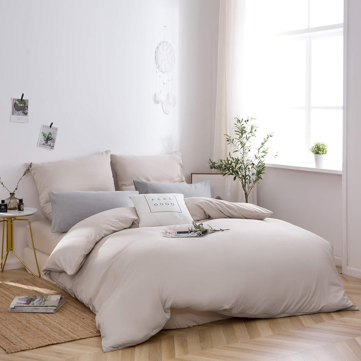 AYSW Bettwäsche gebürstet Microfaser 1 Bettbezug 135x200cm + 1 Kopfkissenbezug 80x80cm mit Reissvers