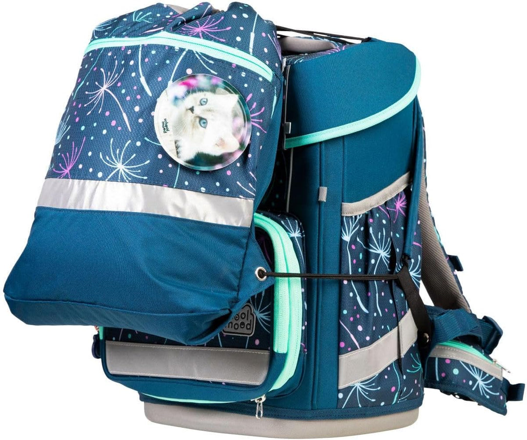 SCHOOL-MOOD Champion Pro Lina Kätzchen Schulranzenset 7-teilig 21,5L Stauraum, ergonomisches Easy Fi