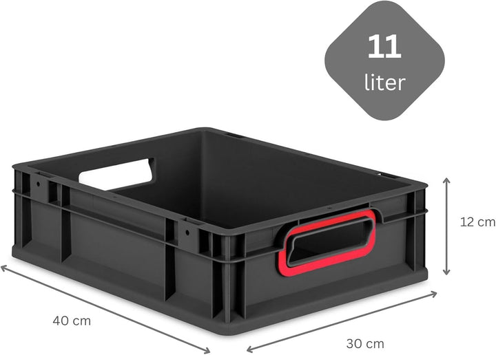 PROREGAL SuperSparSet 16x Eurobox NextGen Color | HxBxT 12x30x40cm | 11 Liter | Griffe rot offen | S