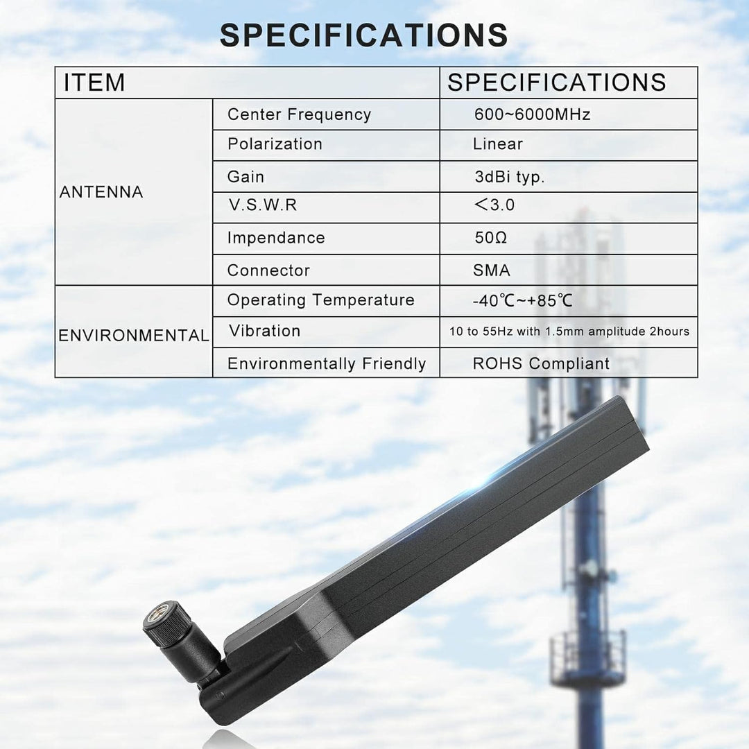 Maswell 4G LTE 5G NR Extern Antenne | 600-6000 MHz | 2dBi Nicht für Geschwindigkeitswettbewerbe | Wi
