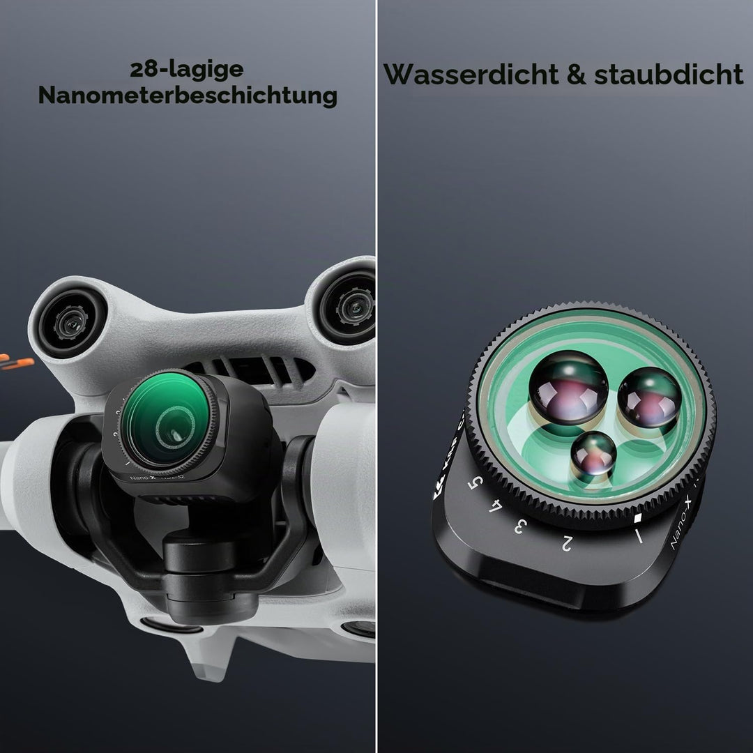 K&F Concept Mini 3,Mini 3 Pro ND Filter, Variabler ND Filter ND2-ND32,1-5 Stop Graufilter kompatibel