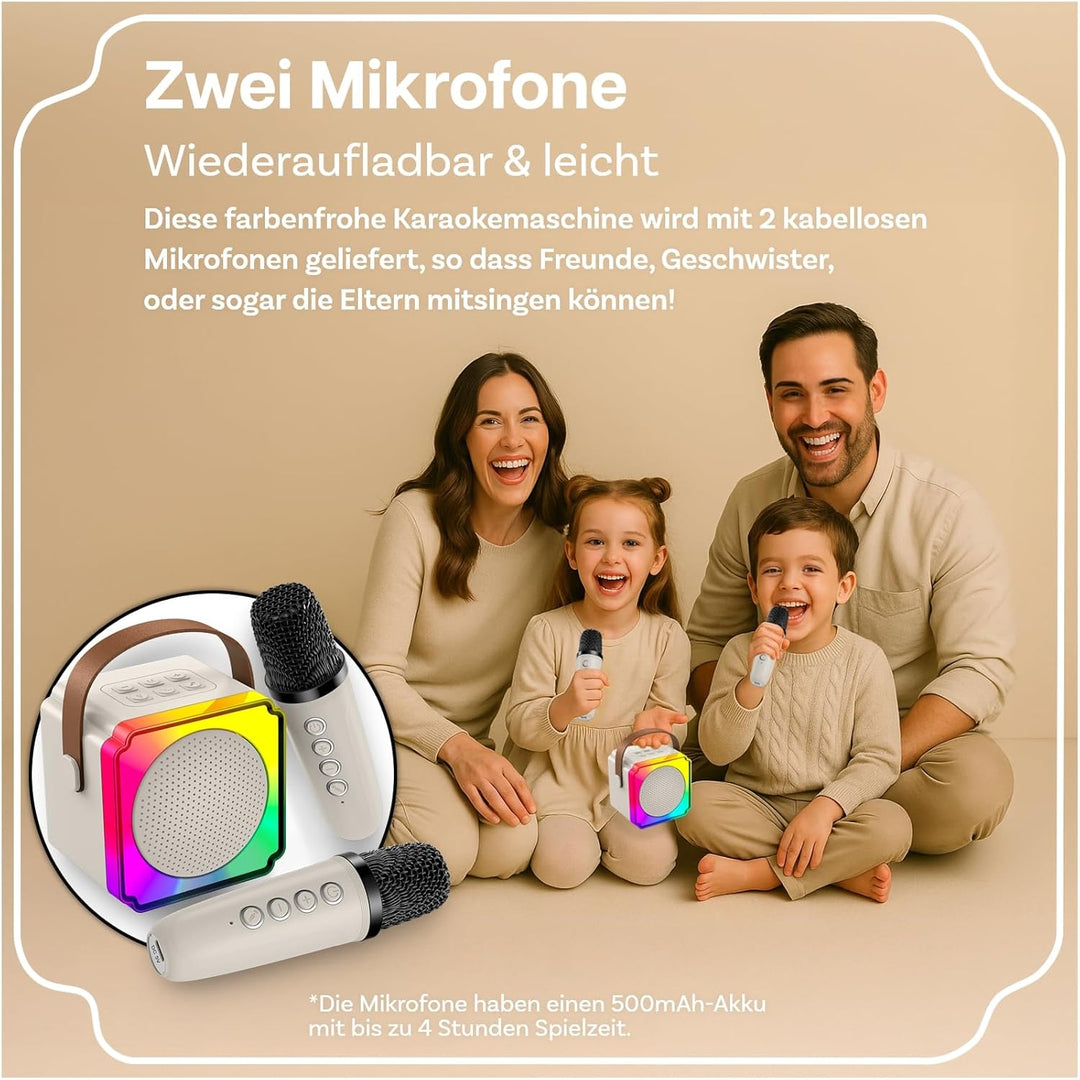Karaoke Maschine Kinder mit 2 Mikrofon von MMOBIEL – Mini Karaoke Maschine, Tragbare Bluetooth Lauts