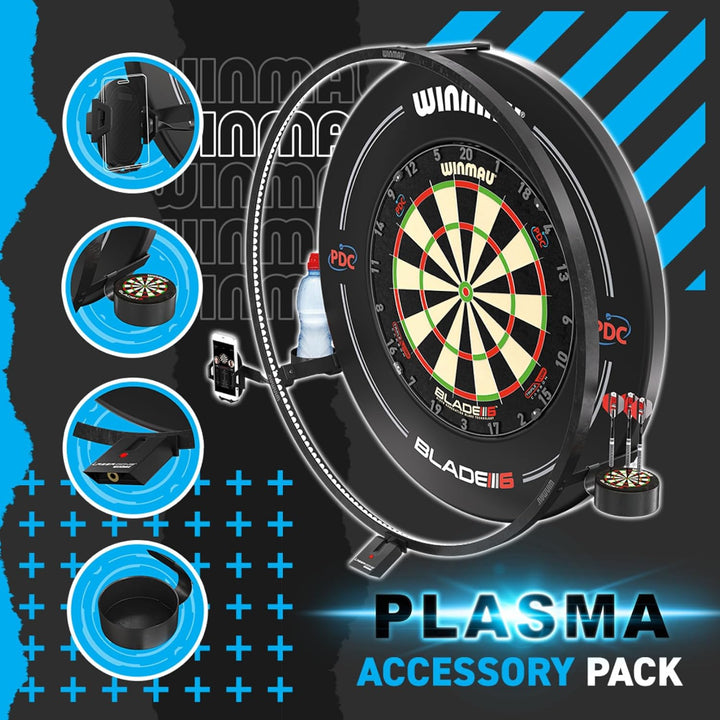 Winmau Plasma Zubehör Set Accessory Pack Telefonhalter, Getränkehalter, Laser Oche Halterung, Dart-D