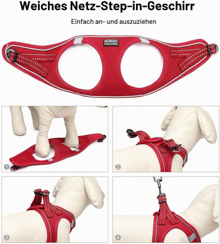 Suredoo Hundegeschirr mit Leine Anti Zug Geschirr Reflektierend Brustgeschirr für Kleine Hunde, Haus