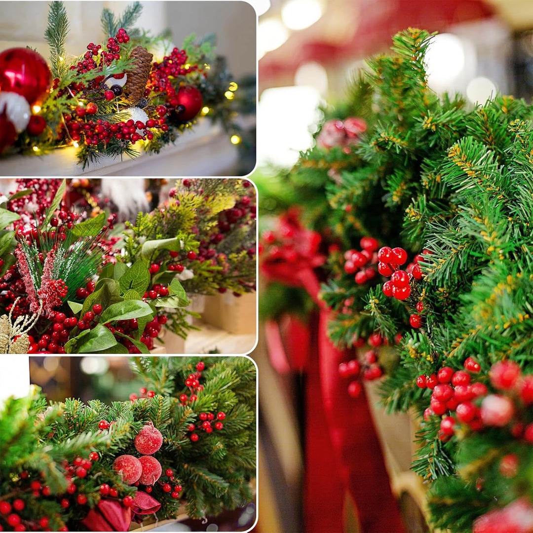 30 Stück Rote Beeren Deko, 26,7 cm künstliche rote Beerenstiele, rote künstliche Beerenzweige für We