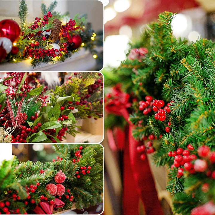 30 Stück Rote Beeren Deko, 26,7 cm künstliche rote Beerenstiele, rote künstliche Beerenzweige für We