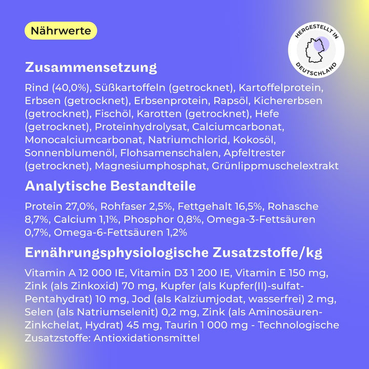 HEY HOLY – Hearty Hunters Trockenfutter für ausgewachsene Hunde mit 40% Rind – 1er Pack (7kg) – Getr