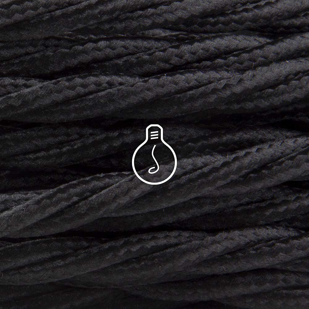 Amarcords - Textilkabel für Lampen SCHWARZ, geflochten, Seide, 5 Meter, mit Erdung 3x0,75 - Stoffkab