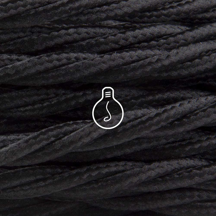 Amarcords - Textilkabel für Lampen SCHWARZ, geflochten, Seide, 5 Meter, mit Erdung 3x0,75 - Stoffkab