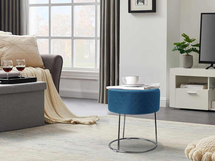 Zedelmaier Runder Velvet Hocker,Polsterhocker,Footrest Stool Ottoman,Samt Hocker bis zu 100 kg belas