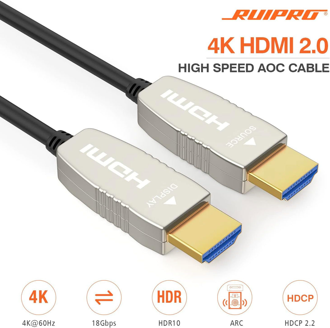 RUIPRO 4K Glasfaser HDMI Kabel 12 Meter 18Gbps 4K@60Hz ARC HDR10 Ultradünnes Flexibles HDMI 2.0b Kab