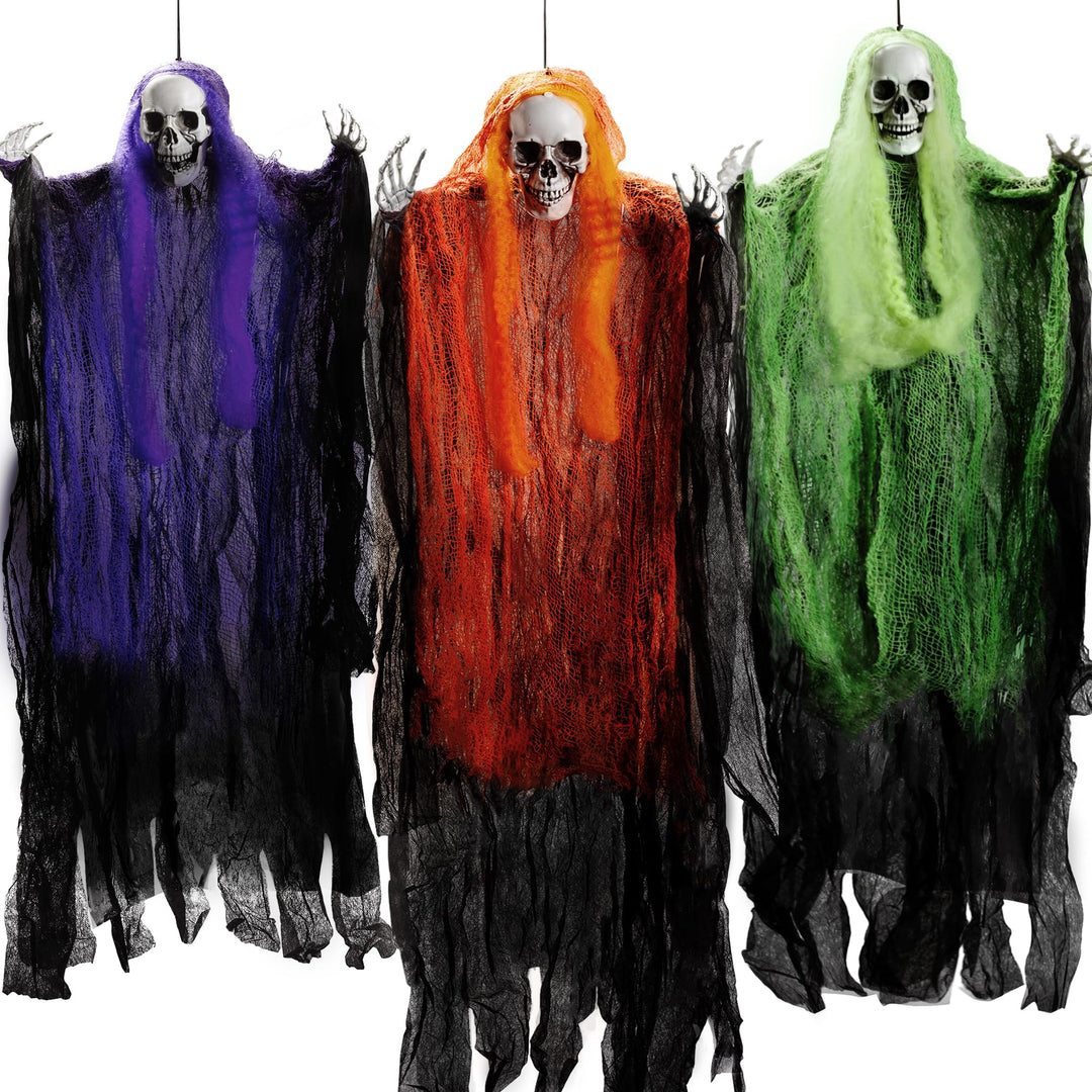 JOYIN Halloween-Sensenmann-Dekoration, 3 Stück, 89,7 cm, Halloween-Dekoration zum Aufhängen, Hallowe