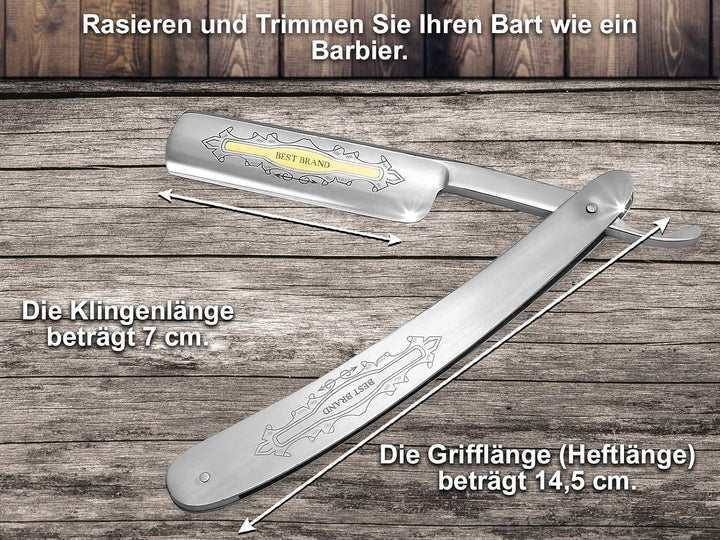 Rasiermesser-Set 7-Teilig Männer Rasier-Set Herren Geschenkidee Lederriemen Paste Solingen Rasierpin