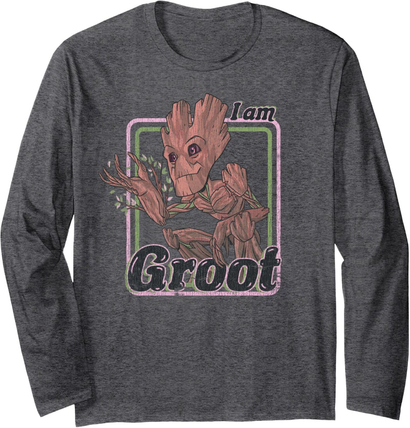 Marvel Guardians Of The Galaxy I Am Groot Retro Portrait Langarmshirt