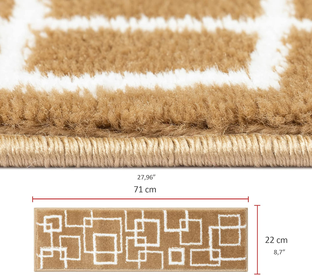 Glary Home 15er Set Stufenmatten 22cm x 71cm x 1.2cm Treppenteppich Selbstklebend / GH40A-WDBE (quad