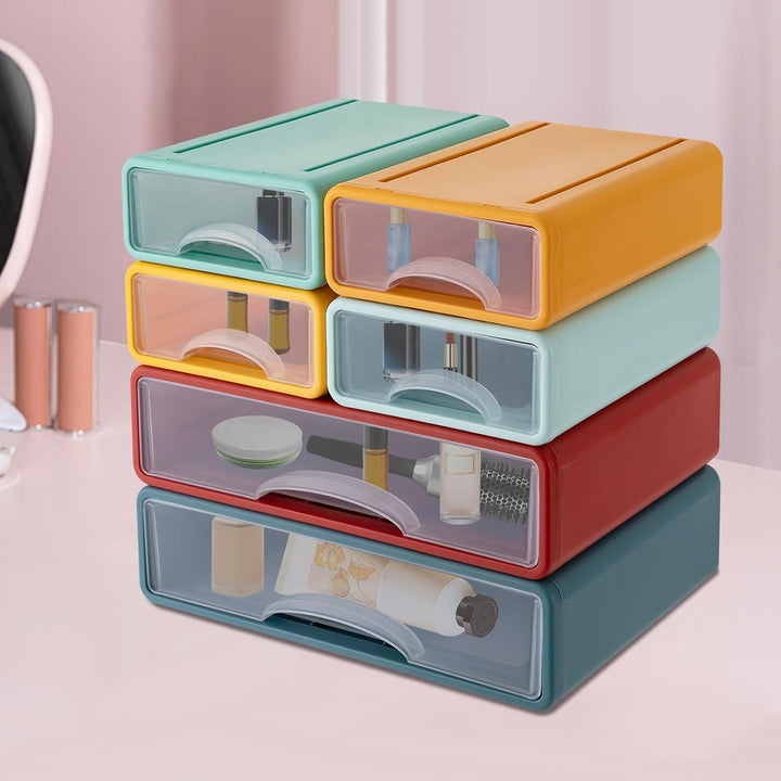 6 Schubladen Büro Aufbewahrungsbox aus Kunststoff, Stapelbare Schubladen Organizer für Dokumente, Bü