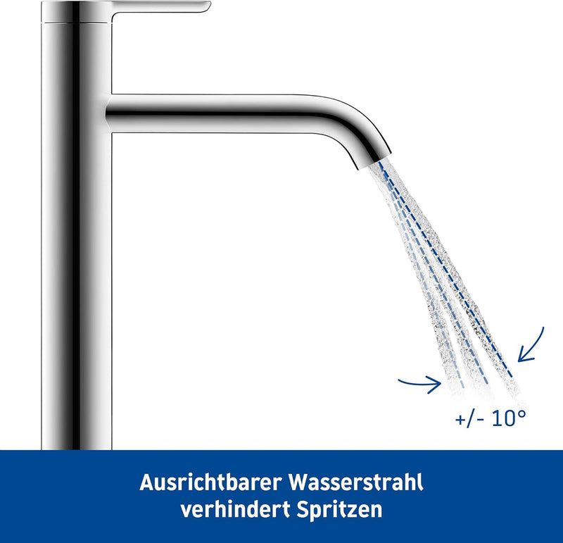 Duravit C11040 C.1 Waschtischarmatur, Grösse XL (Auslauf Höhe 233 mm). Wasserhahn Bad in Chrom XL oh