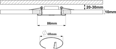 Trango 6er Set LED Einbaustrahler in Schwarz matt Rund 6729-065M3 Bad Einbauleuchte, Deckenstrahler,