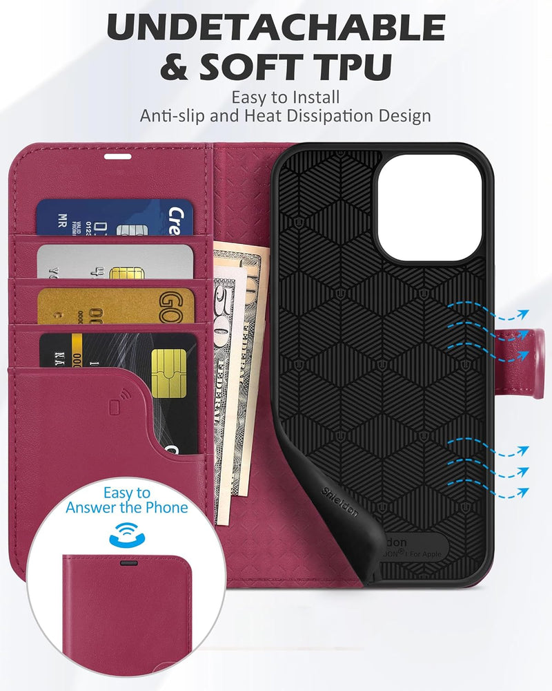 SHIELDON Hülle für iPhone 13 Pro Max Handyhülle Schutzhülle Echt Lederhülle [Kartenfach] [Magnetvers