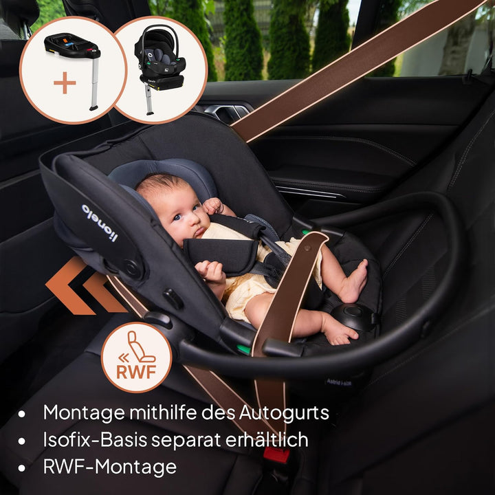 Lionelo ASTRID i-Size Baby Autositz 40-87 cm, Babyschale Gruppe 0+, Rückwärtsgerichtete Montage, 3-P