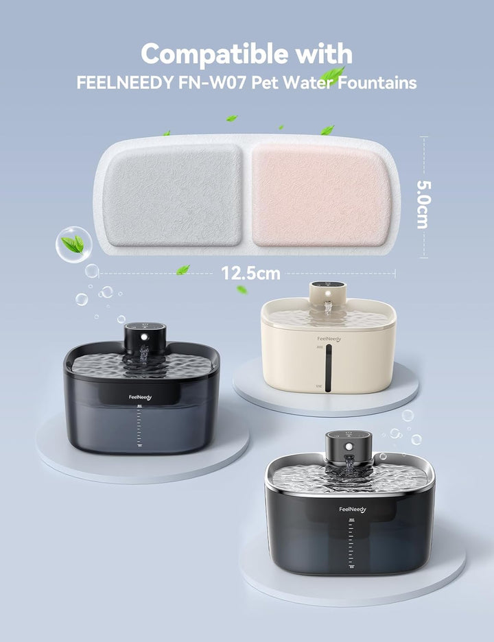 6 Stück Wasserfilter Kartuschen+6 Stück Wasserpumpenschwämme für Katzenbrunnen, Ersatz für FN-W07 Ka