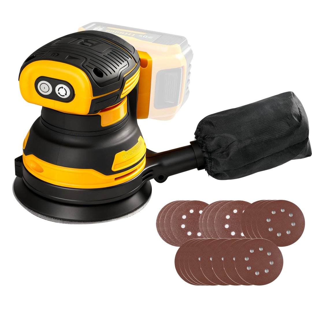 Exzenterschleifer, Akku-Rundschleifer kompatibel mit 18V 20V DEWALT Akkus, bürstenloser Motor, 11000