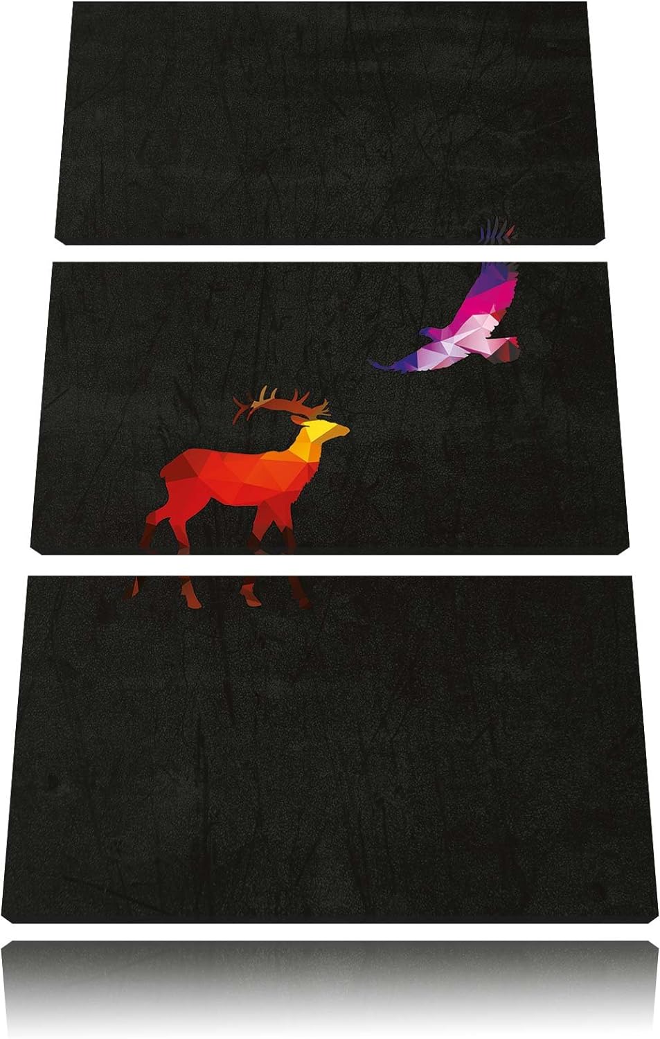Pixxprint Hirsch und Adler als Leinwandbild/Grösse: 3 Teilig (120x80) cm/Wandbild/Kunstdruck/fertig