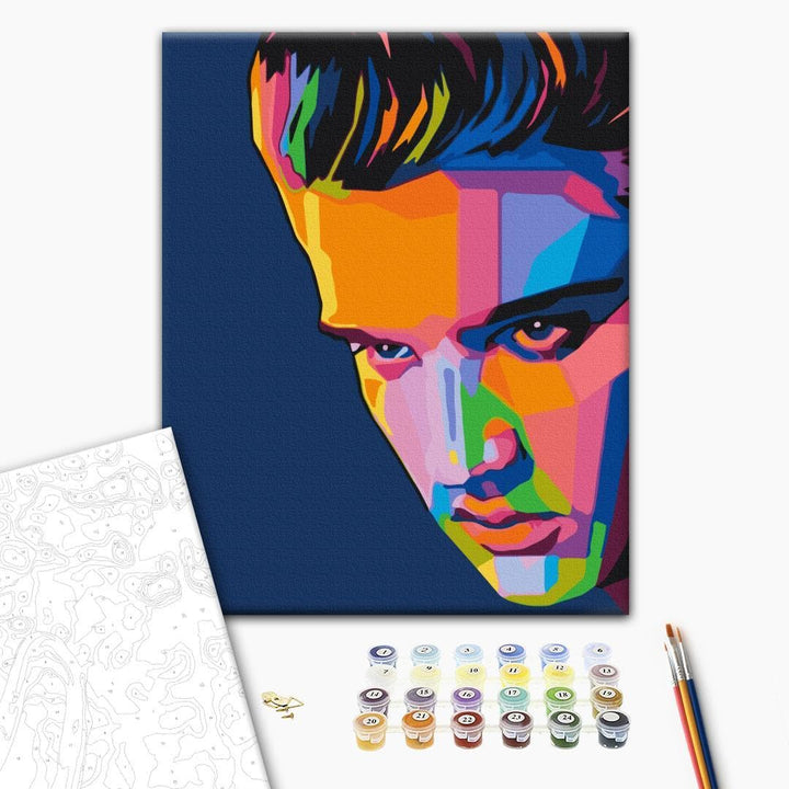 murando - Malen nach Zahlen Porträt Elvis Vintage 40x60 cm Malset mit Holzrahmen auf Leinwand für Er