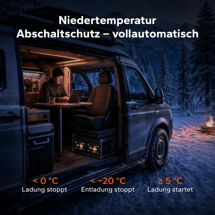 LiTime LiFePO4 12V 100Ah Bluetooth Lithium Batterie, DIN H5 Untersitz-Akku (168mm Höhe) mit 100A BMS