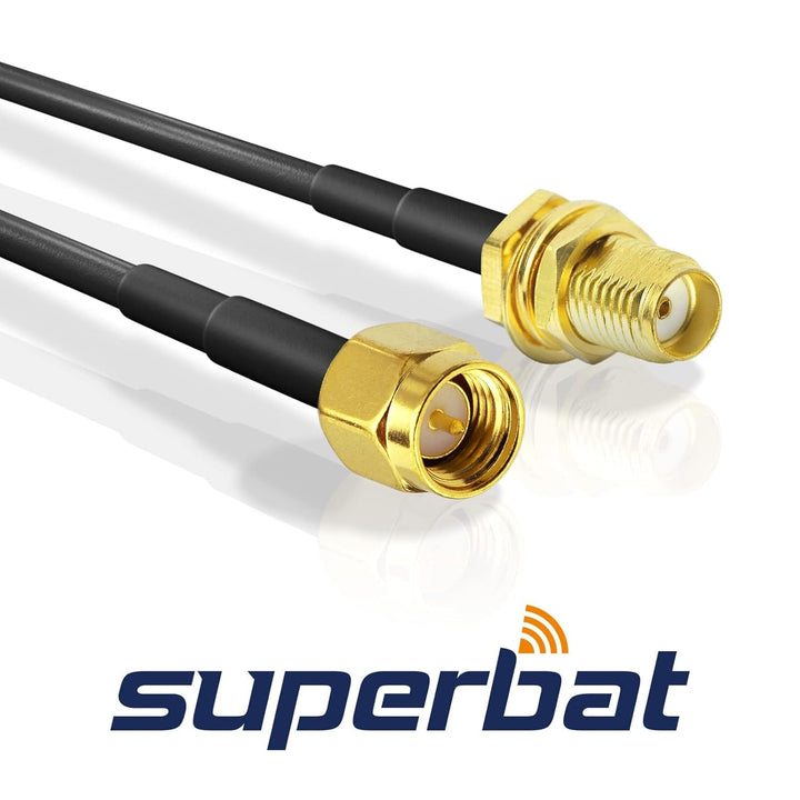 Superbat WLAN Antenne verlängerungskabel 10m,(2 Stück) SMA Stecker auf SMA Buchse/Bulkhead Kabel, ve