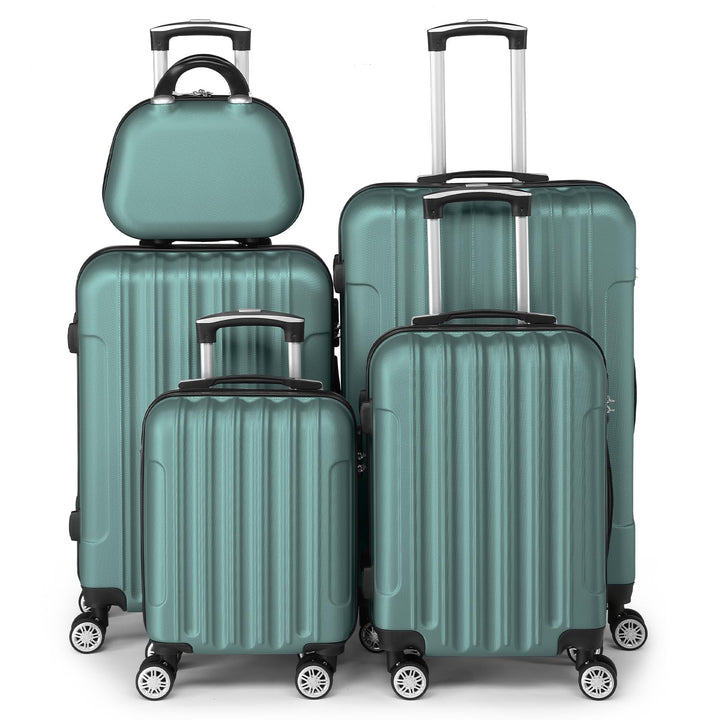 LEADZM Kofferset 5 teilig, Reisekoffer Set mit Kosmetikkoffer, Koffer Set Hartschalen-Trolley aus AB