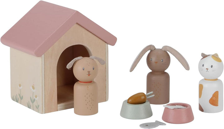 Little Dutch 7120 FSC Holz Puppenhaus Zusatz Spielset 9-teilig - Haustiere