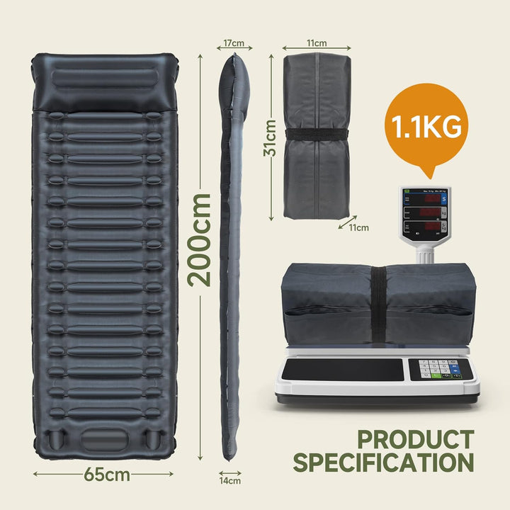 Camping Isomatte 14cm Dick mit Fusspresse Pumpe,Upgrade Campingmatte Verdickte Schlafmatte Outdoor m