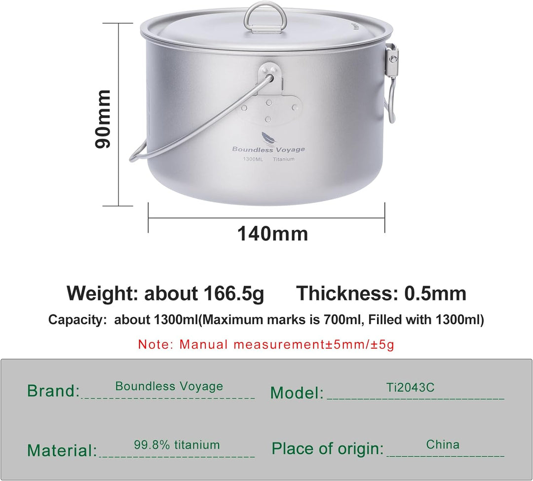 Boundless Voyage Camping Titan Hängetopf mit klappbarem Griff Picknick Wandern grosse Kapazität Wass