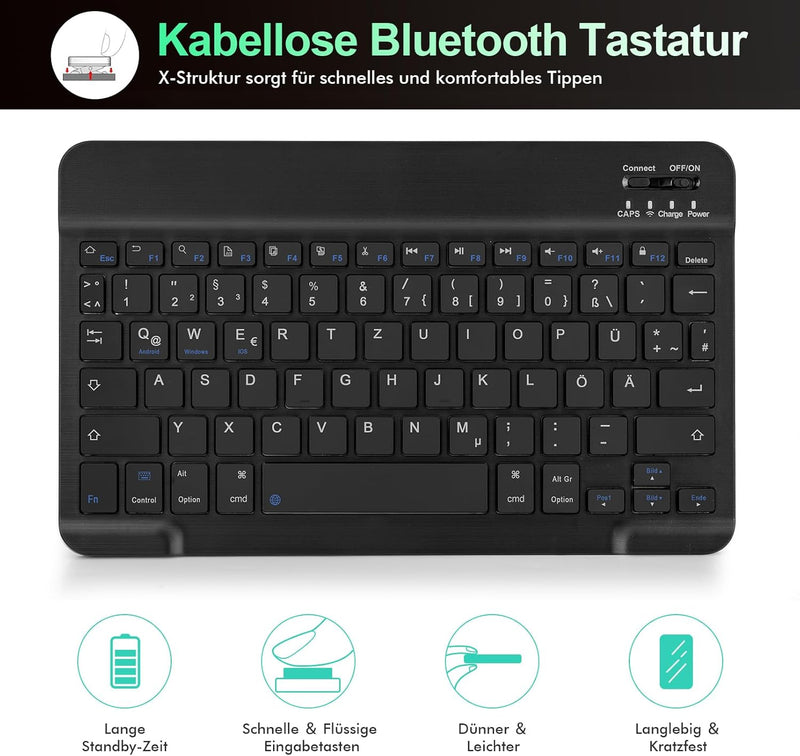 LAMA Bluetooth Tastatur Hülle für 10.2" iPad 2020 (8th Gen)/iPad 2019 (7th Gen), 10.5" iPad Air 2019