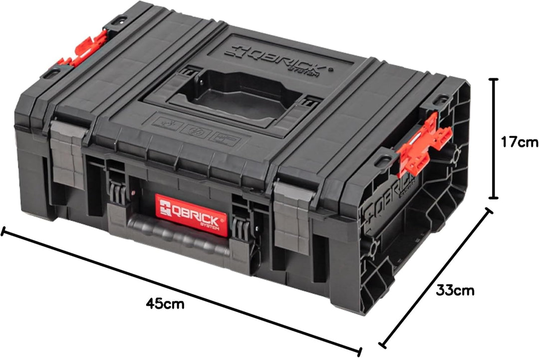 Qbrick Werkzeugkasten Technician PRO - 450 x 330 x 170 mm - Werkzeugkoffer mit Werkzeugträger, Werkz
