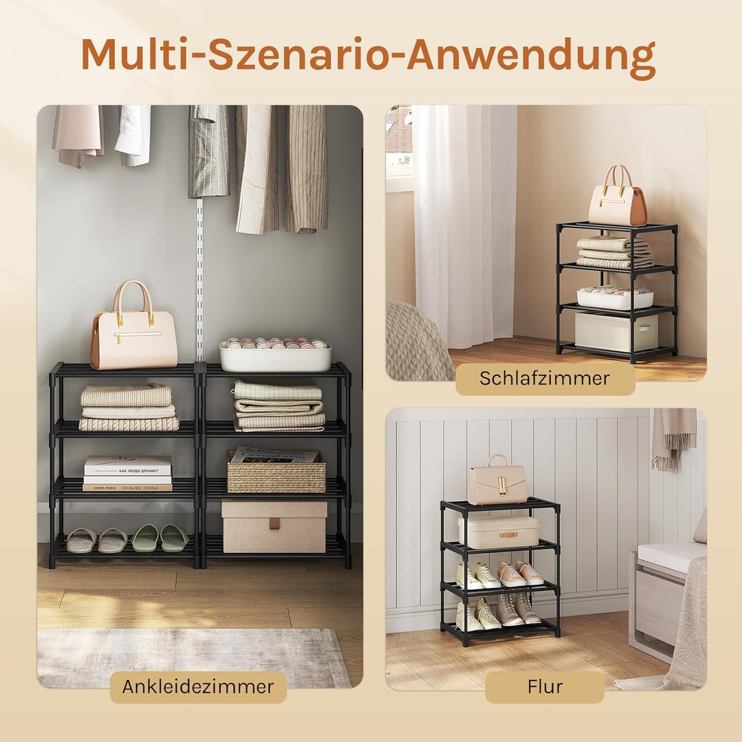 WOLTU Schuhregal schmal 4 Ebenen, Schuhorganizer Schuhaufbewahrung platzsparend, offener Schuhschran