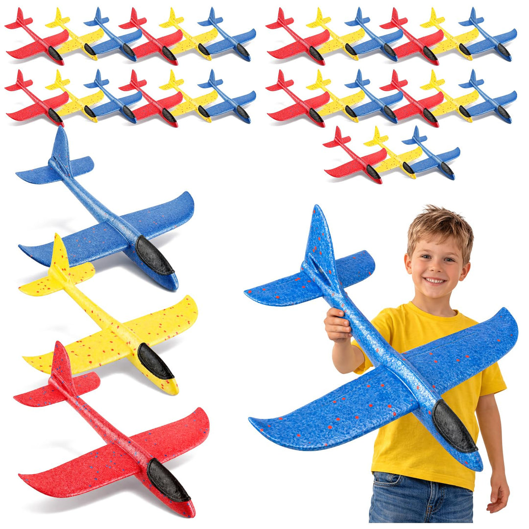 com-four® 30x Styroporflugzeug für Kinder und Erwachsene - stabiler Wurfgleiter mit Stecksystem - Se