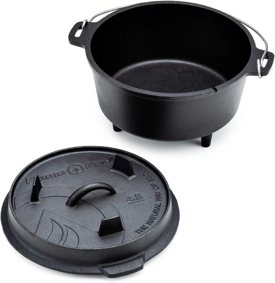 Dutch Oven 4.5, traditioneller, gusseiserner Feuertopf mit 3,6 Liter Fassungsvermögen, bereits einge