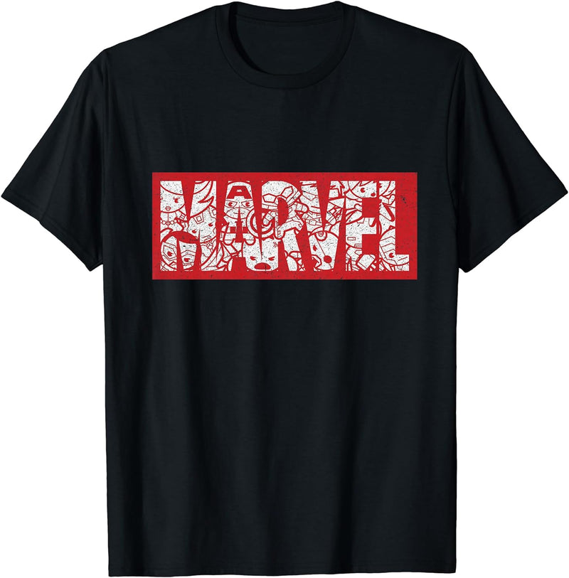 Womens Marvel Kawaii Superheroes Logo Graphic T-Shirt Small Asphalt