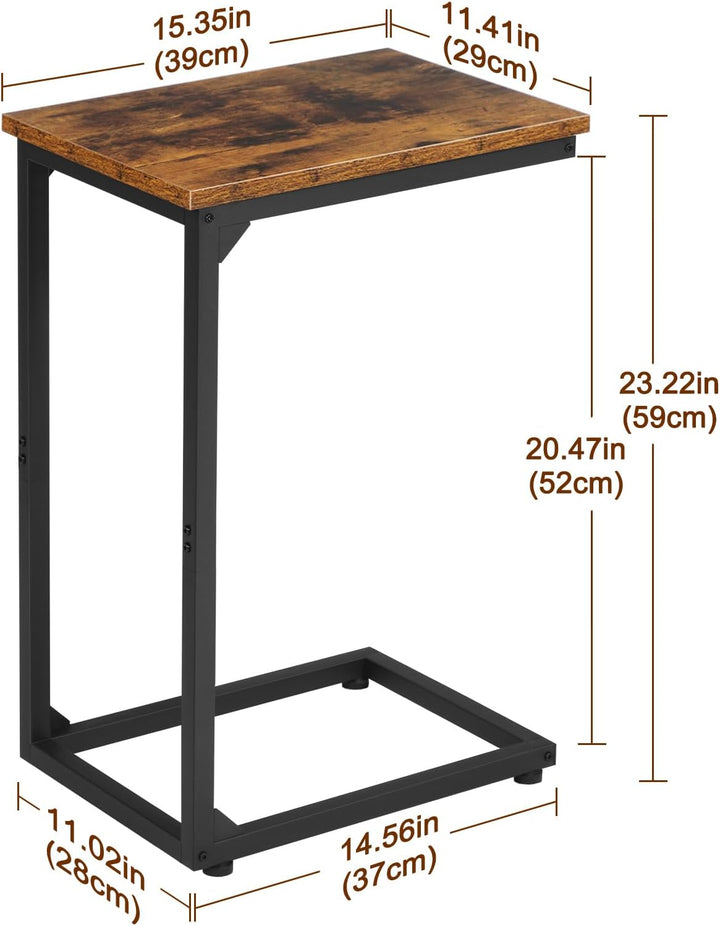 AMHANCIBLE Beistelltisch, C Form Sofa Tisch, Holz Kaffeetisch, Kleiner Couchtisch Höhenverstellbar,
