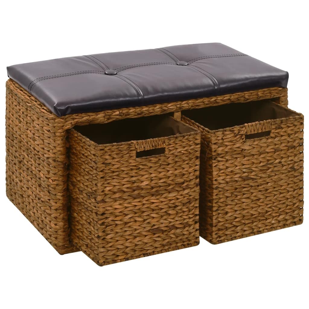 vidaXL Sitzbank mit 2 Körben Seegras Braun Flurbank Truhenbank Garderobenbank 71 x 40 x 42 cm Braun